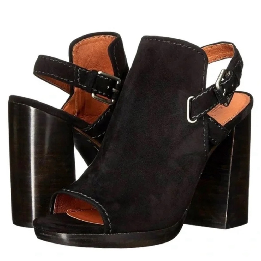 Frye Karissa Suede Mule Women US 8 Black Peep-toe Mules 1585